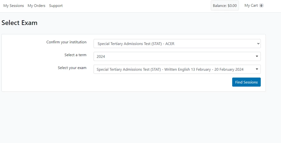 example of selected session for STAT
